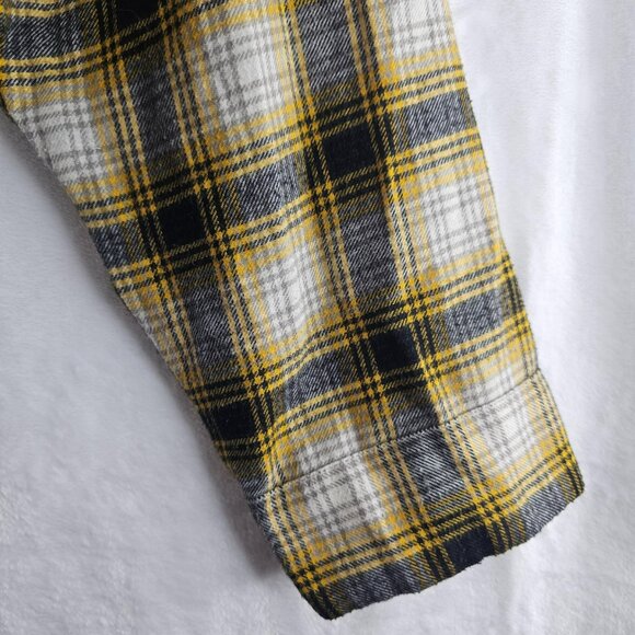 Urban Outfitter Yellow Cropped Top Plaid Button Up Shirt Long Sleeve Size M - Picture 4 of 9